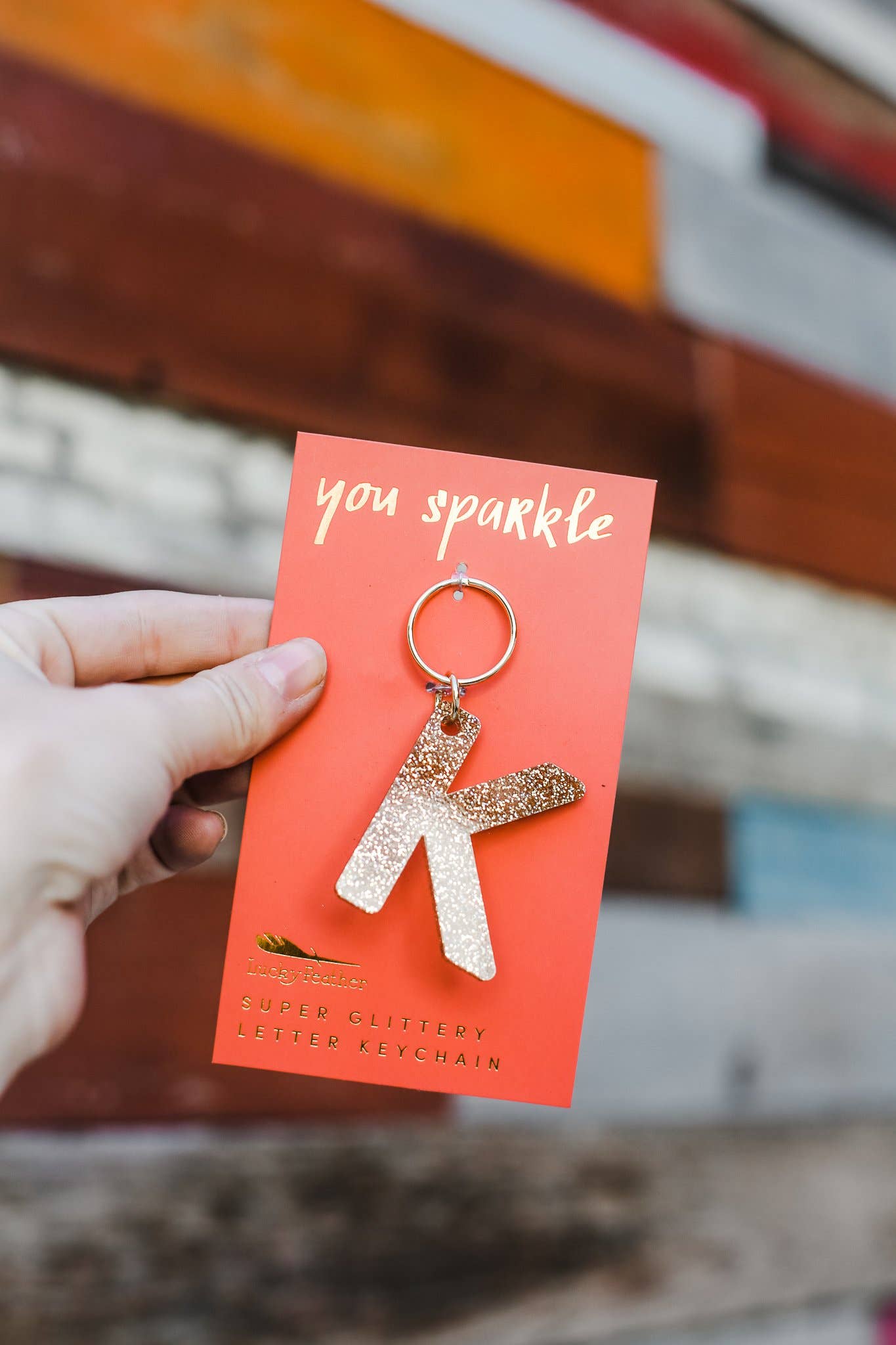 Lucky Feather - Vendita all'ingrosso Portachiavi - Donna - Portachiavi Glitter - Lettera - K2