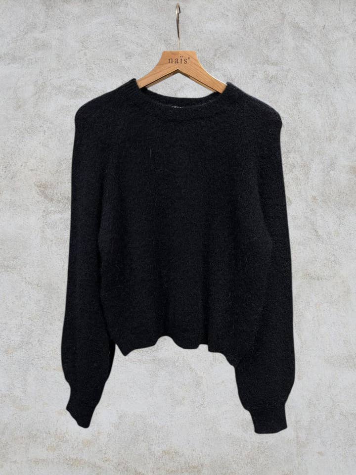 NAÏS PARIS - Wholesale Knit Sweater - Women's - Round neck sweater with buttoned sleeves in kid mohair and merino wool6