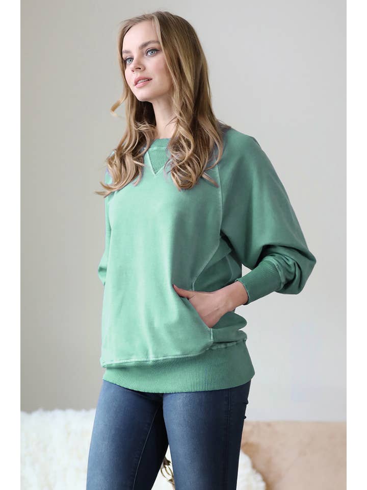 42POPS - Wholesale Sweatshirt - Women's - `.Washed French Terry Pullover With Side Pockets34