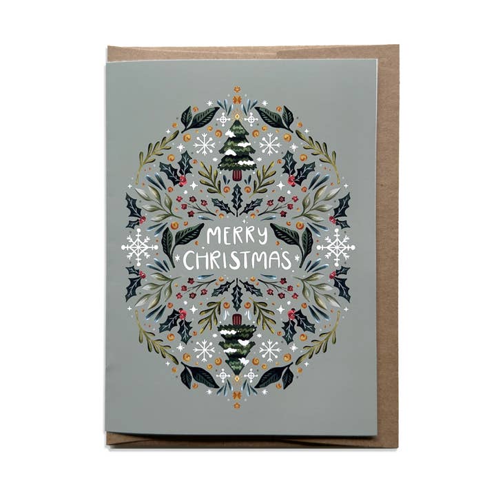 Merry Christmas Blank Greeting Card for wholesale by Kristin Heldt Art