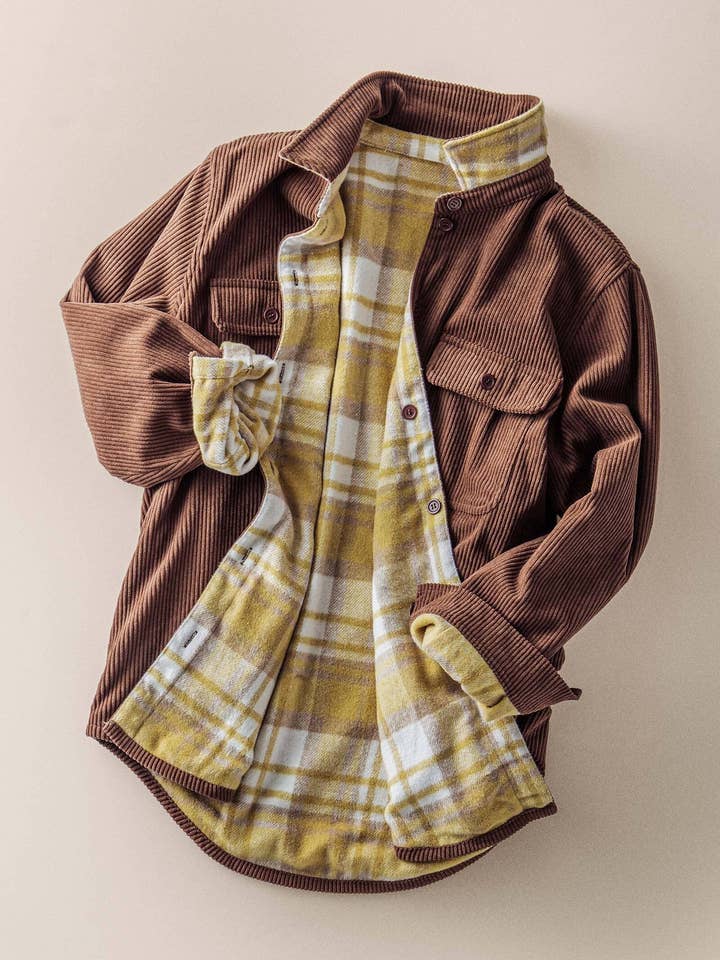 Urban Daizy - Wholesale Shirt Jacket/Shacket - Women's - Plaid Flannel-Lined Corduroy Shacket34