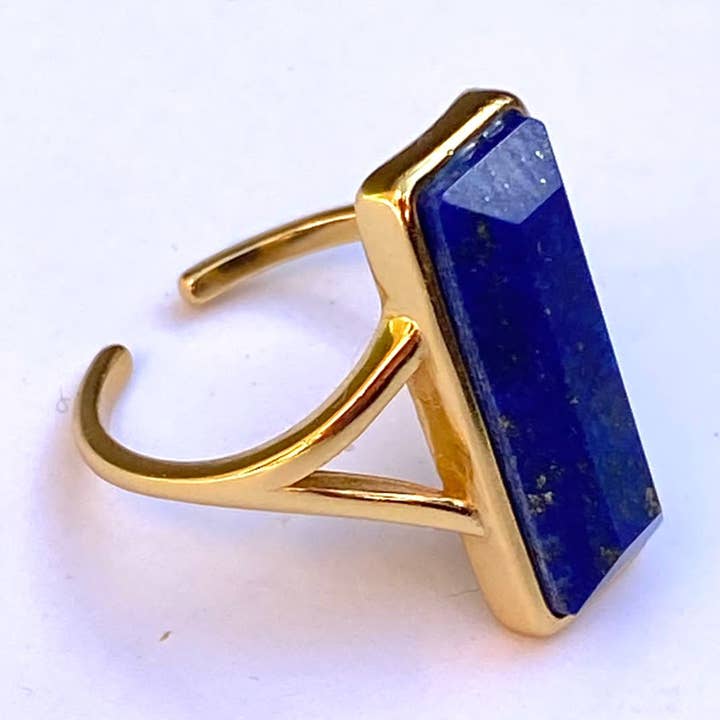 Rectangle Lapis Lazuli Gemstone Ring for wholesale by Mystical and Whimsical