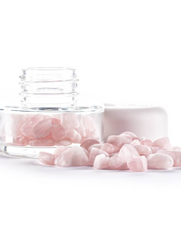 Crystal Jar gevuld met rozenkwarts uit Namibië | HARMONY voor wholesale door VitaJuwel