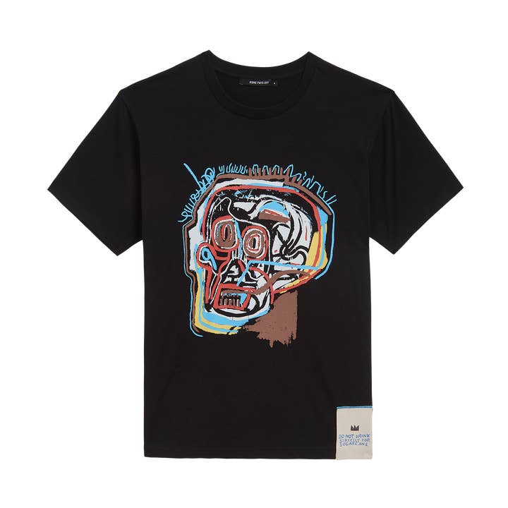 T-shirt Basquiat "Crâne", Noir pour la vente par Rome Pays Off