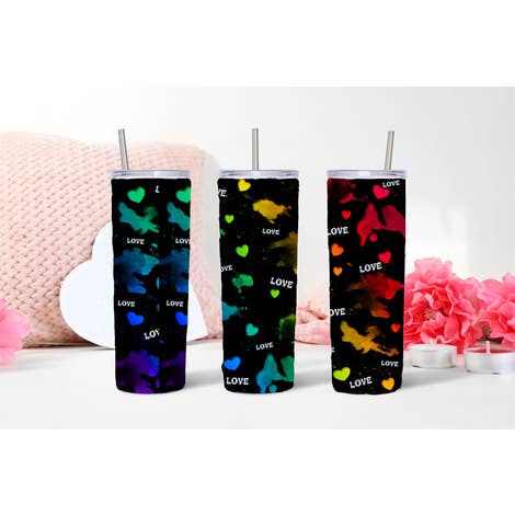 Rainbow Splatter Tumbler for wholesale by Easy Teesy Shirts
