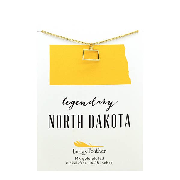 State Necklace - Gold - NORTH DAKOTA for wholesale by Lucky Feather