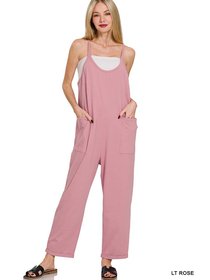 42POPS - Wholesale Jumpsuit - Women's - `.Spaghetti Strap Pocketed Cotton Jumpsuit13
