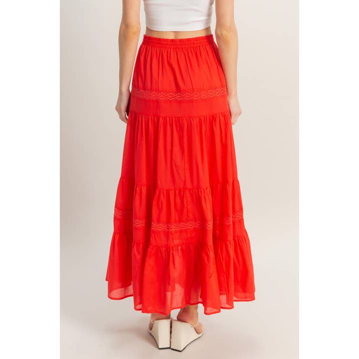 HYFVE - Wholesale Skirt - Women's - HF25C074-High-Waist Cotton Voile Tiered Maxi Skirt