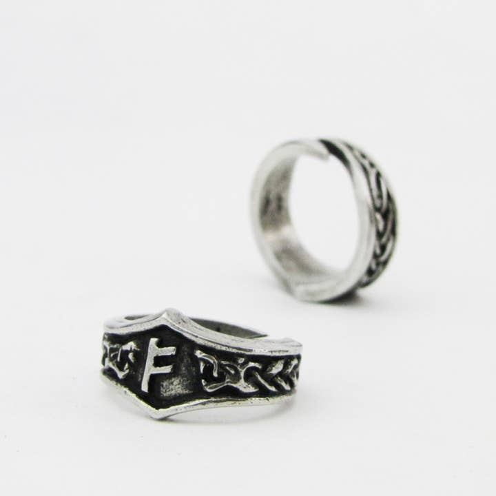 Asgard - Wholesale Signet Ring - Fehu Letter F Rune Ring - Adjustable