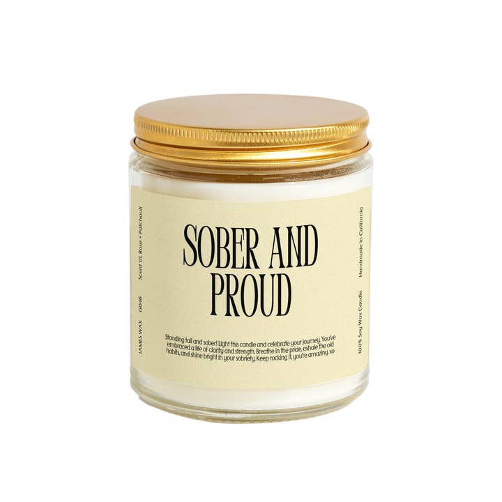 James Wax - Wholesale Jar/Filled Candle - Sobriety Celebrating Sobriety Sober and Proud Candle G0461