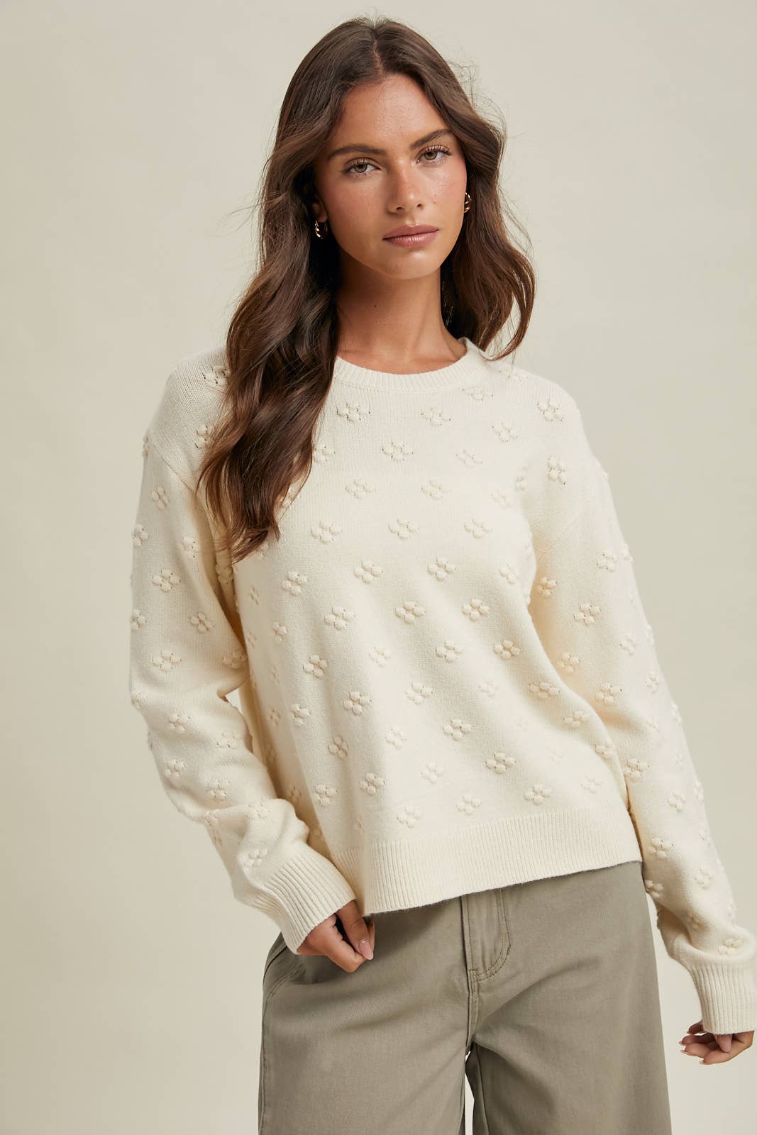 Wishlist Apparel - Wholesale Knit Sweater - Women's - POM POM KNIT SWEATER / WL25-108540