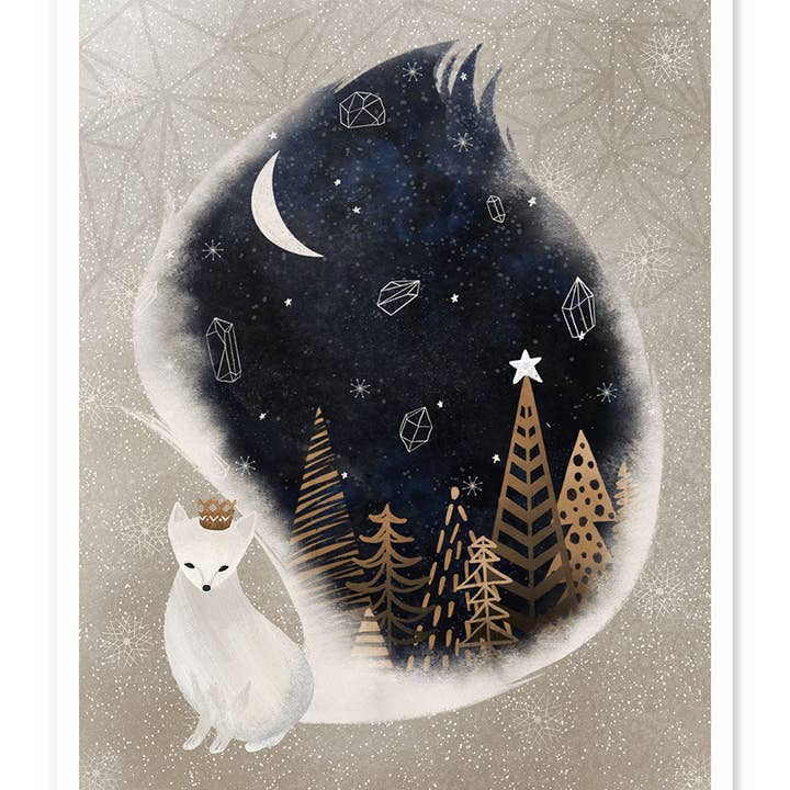 Vit rävnatt vinterkonsttryck för wholesale av Wild Croft Studio