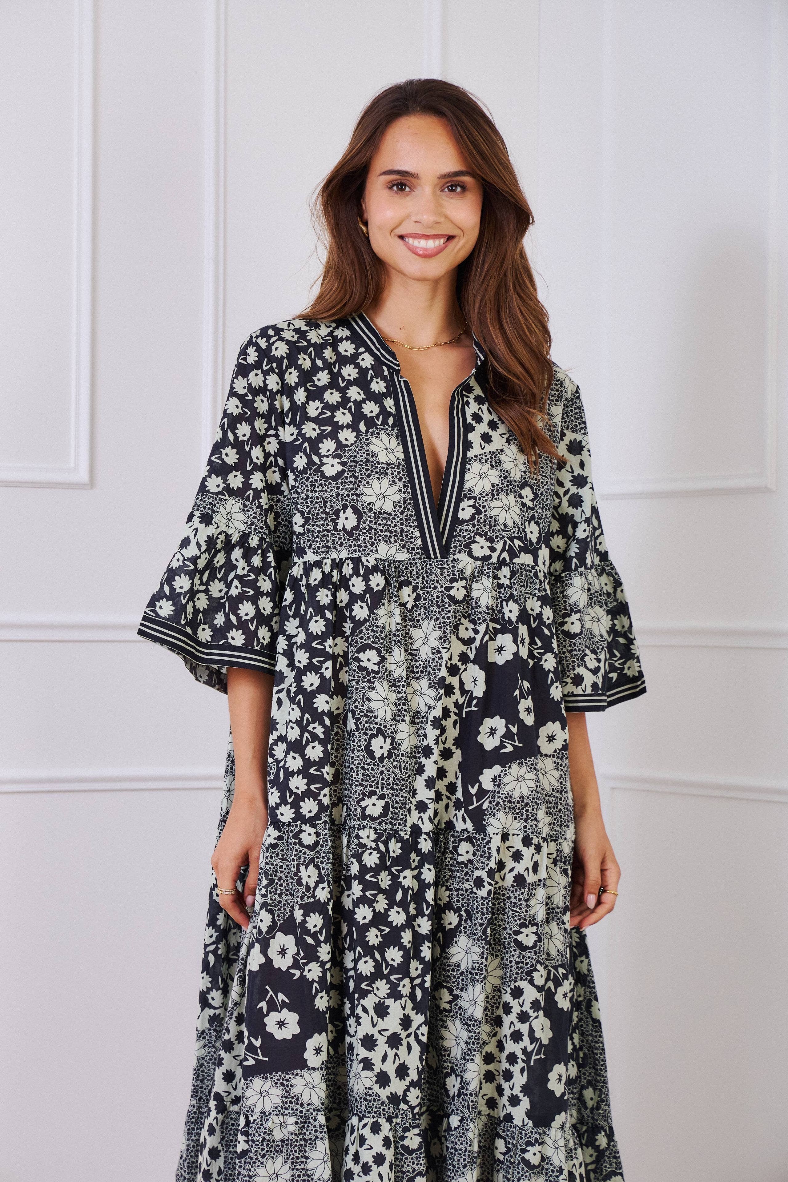 IP  Black batik long cotton dress - Orice for wholesale on Faire2