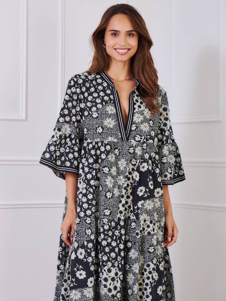 IP Black batik long cotton dress - Orice for wholesale on Faire2