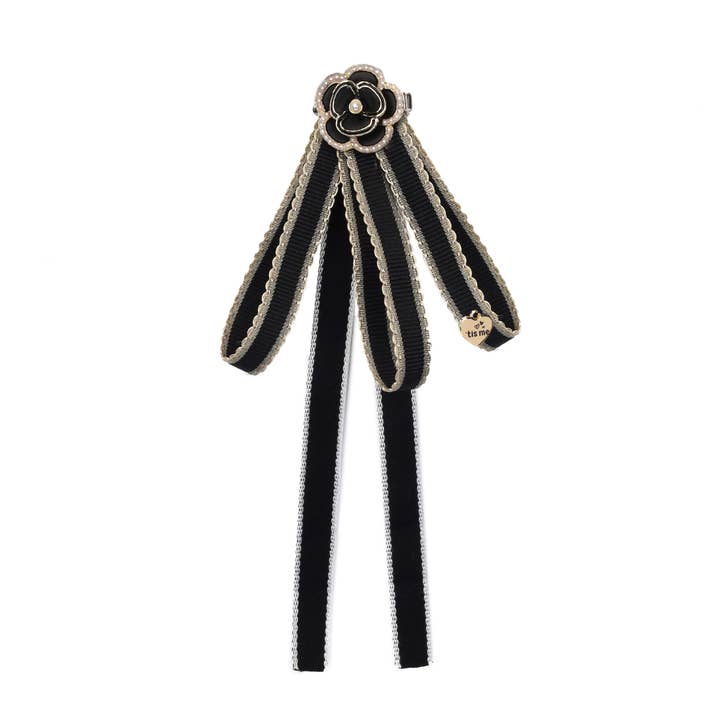 Black Lapel Ribbon Cluster Clip for wholesale by 'tis me