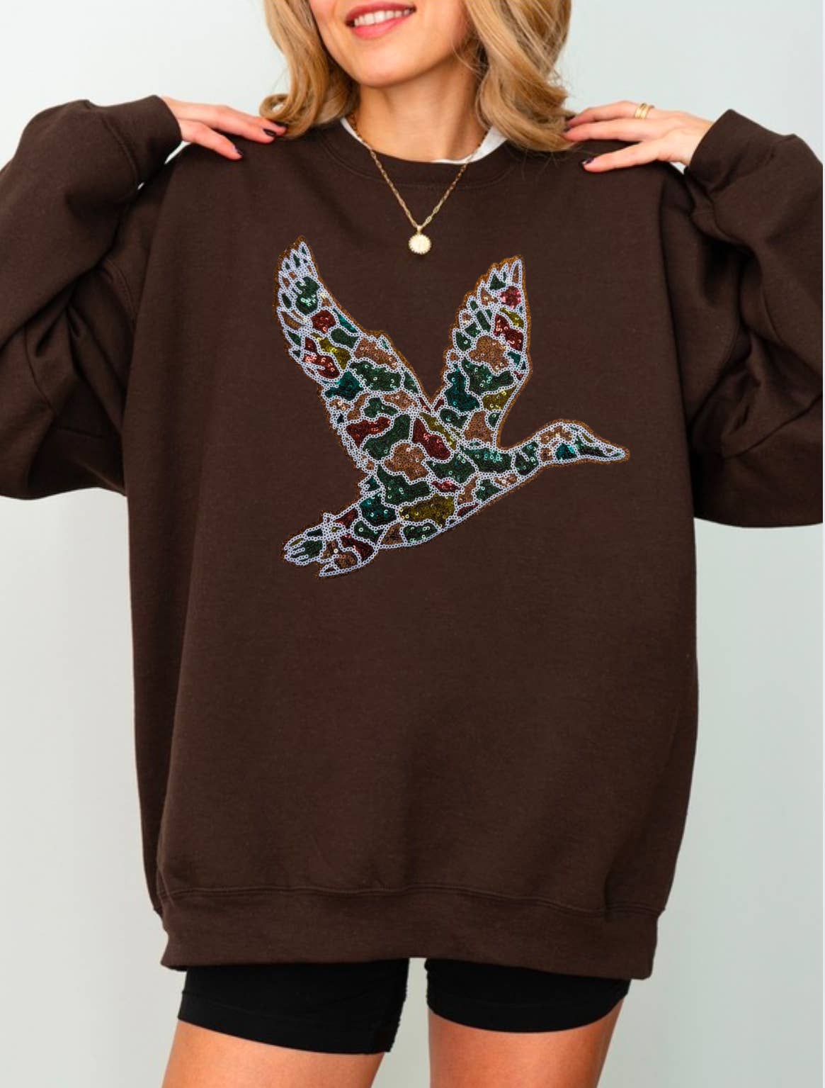 ABLNco - Wholesale Sweatshirt - Women's - Camo Mallard Duck Hunting Sequins Patch Sweatshirt1