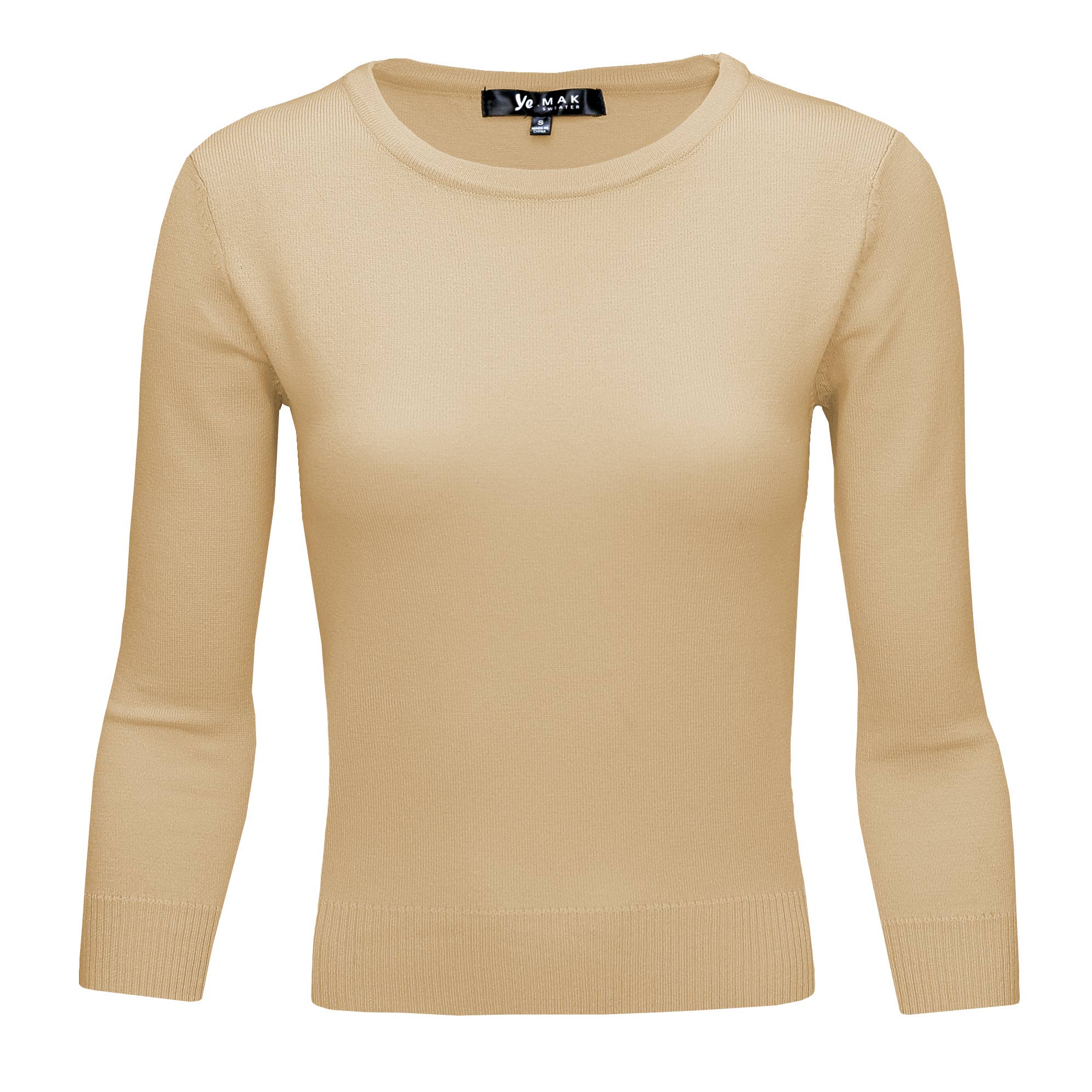 Mak - Wholesale Knit Top - Women's - 3/4 Sleeve Crewneck Soft Lightweight Basic Knit Top MK363629