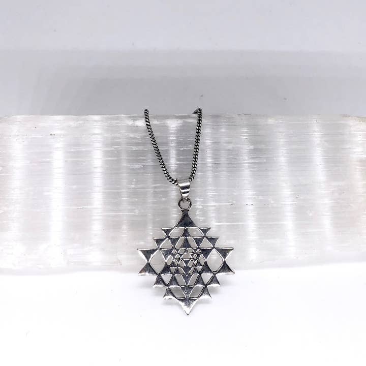 JAYA MOKSHA - Wholesale Pendant/Charm Necklace - Petite Silver Sri Yantra Necklace / Silver Yoga Necklace5