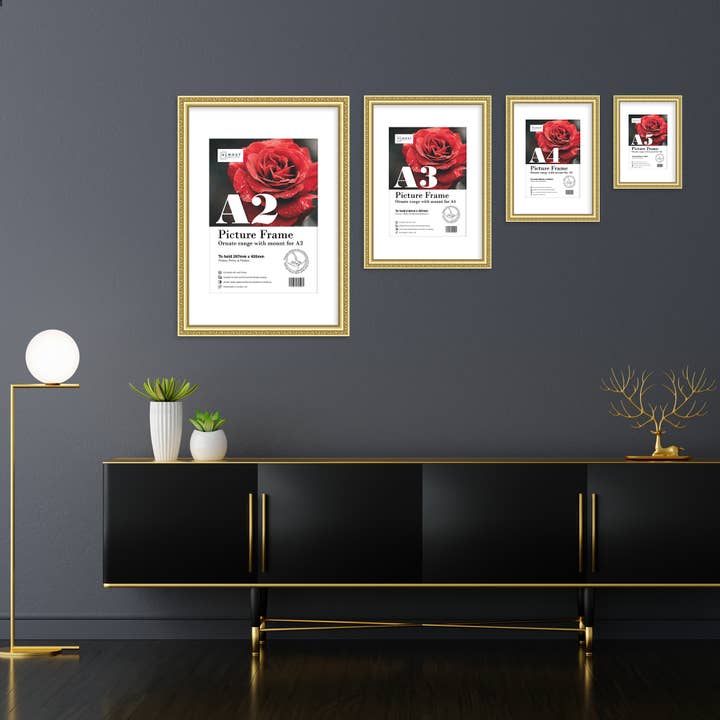 A5 Gold Ornate Picture Frame With White Mount for A6 for wholesale on Faire2