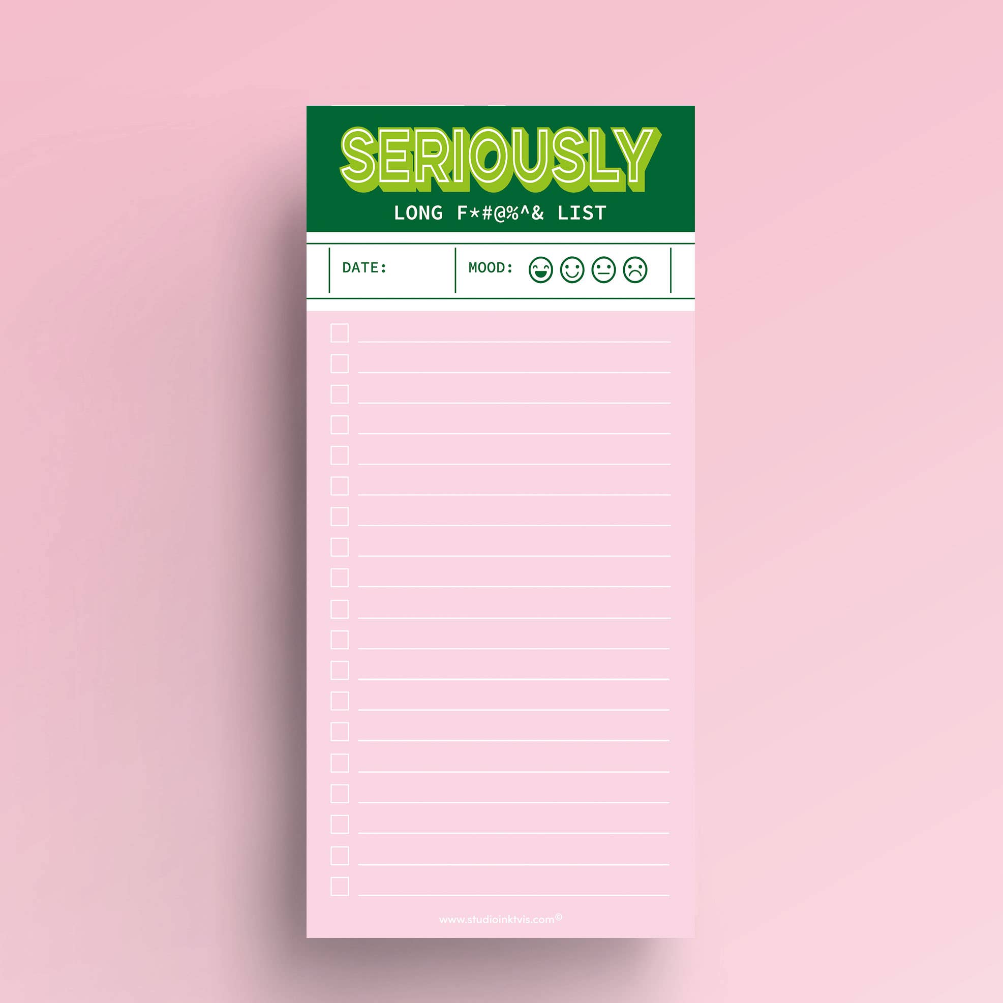 Studio Inktvis - Wholesale Notepad - Green pink funny Seriously long funking to do list notepad8