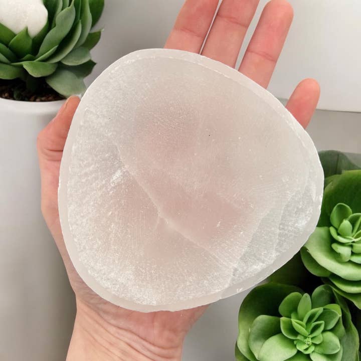 Selenite Triangle Bowl 4" for wholesale by Funky Stuff