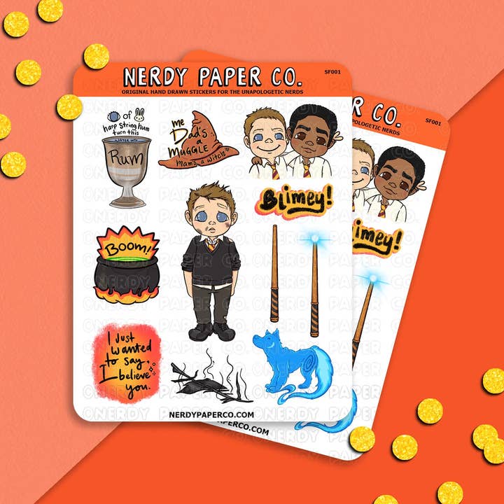 NERDY PAPER CO. - Wholesale Sticker - Clumsy Wizard Sampler - Hand Drawn Sticker Sheet0