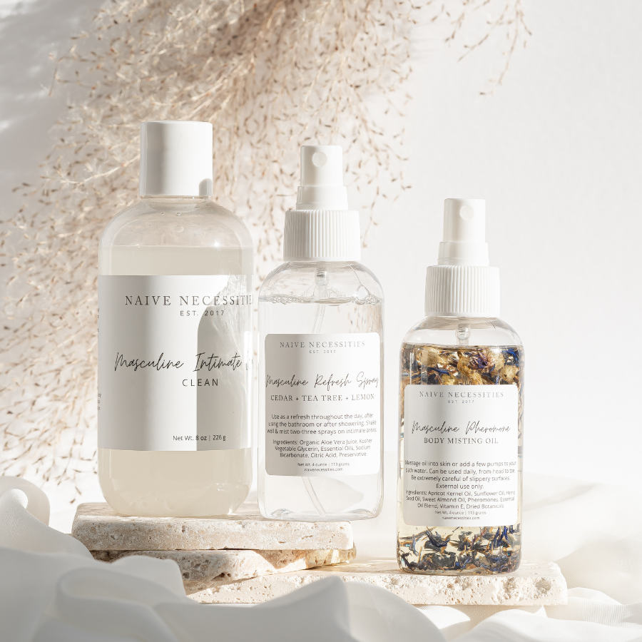 Naive Necessities - Vendita all'ingrosso Spray/Acqua viso e corpo - Spray Rinfrescante Intimo Maschile 4oz1