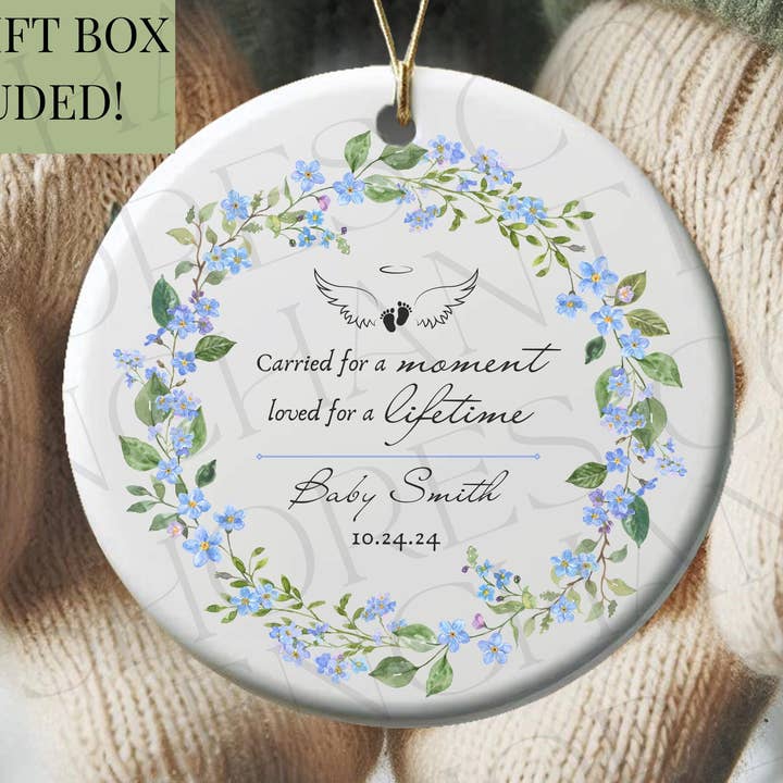 Personalized Miscarriage Memorial Sympathy Ornament for wholesale by Enchanted Shores Co