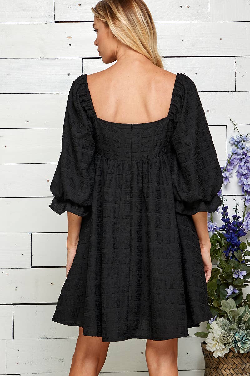 Sweet Lemon – wholesale Dress – Women's – EMBOSSED SQUARE NECK BABYDOLL DRESS15