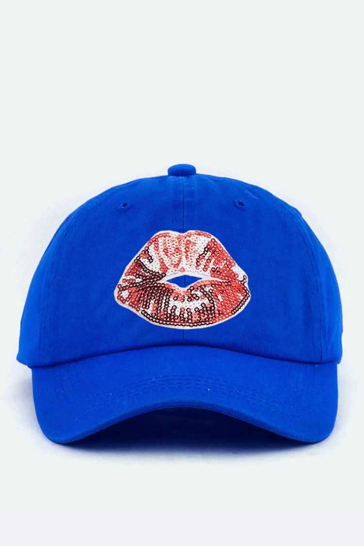 LA Jewelry Plaza - Wholesale Baseball Cap - Women's - Sequin Kiss Lip Patch Cotton Cap2