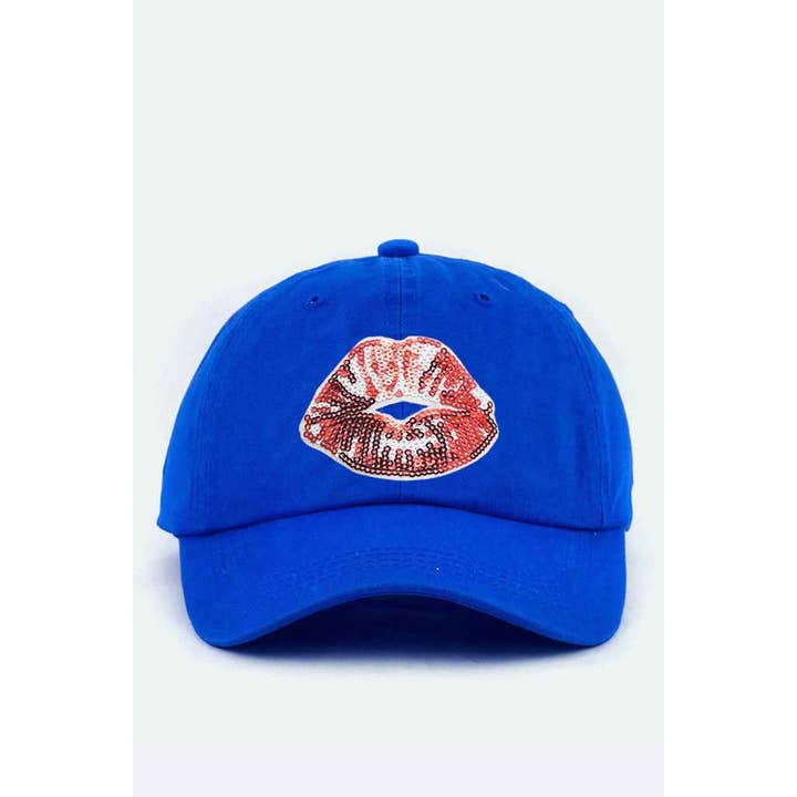 LA Jewelry Plaza - Wholesale Baseball Cap - Women's - Sequin Kiss Lip Patch Cotton Cap2