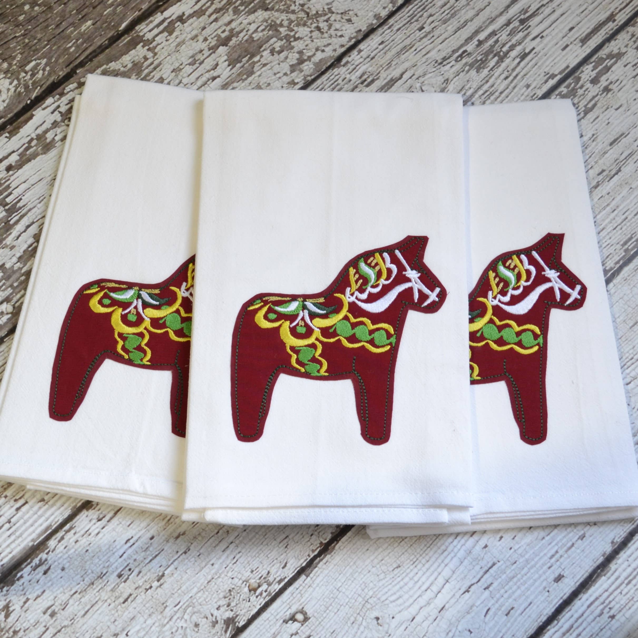 SewMuchMoreStore - Wholesale Tea Towel - Dala Horse Tea Towel, Embroidered Floursack Towel12