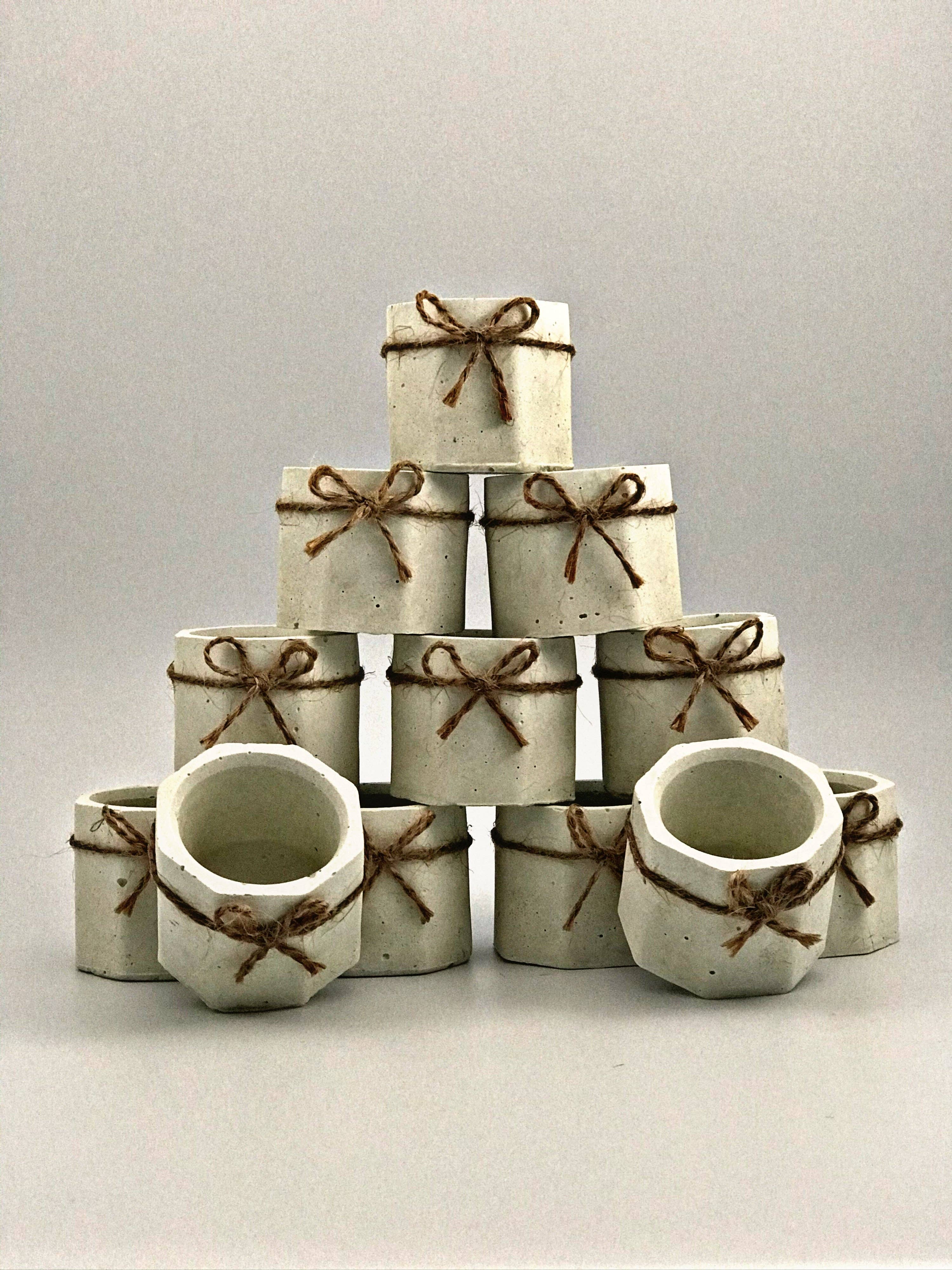 Luxdecor6 – wholesale Candle holder – 12pcs Handmade Eco Friendly Empty Candle Vessels Jars Grey3