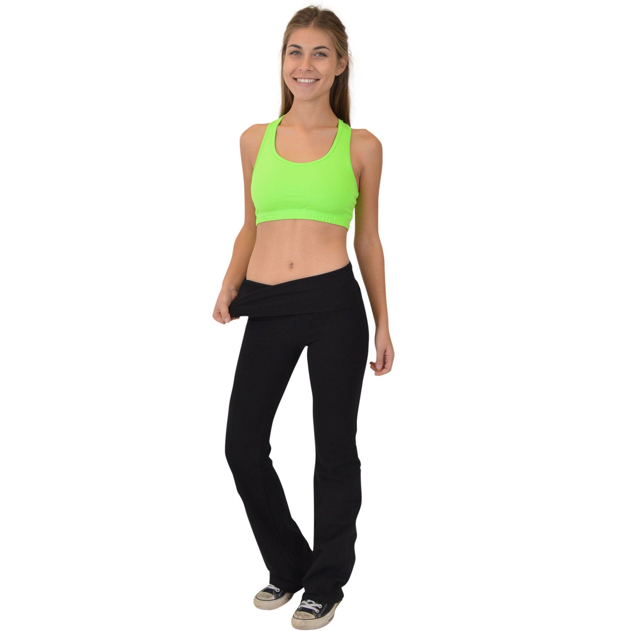 Black Teamwear Foldover Yoga Pants for wholesale on Faire3
