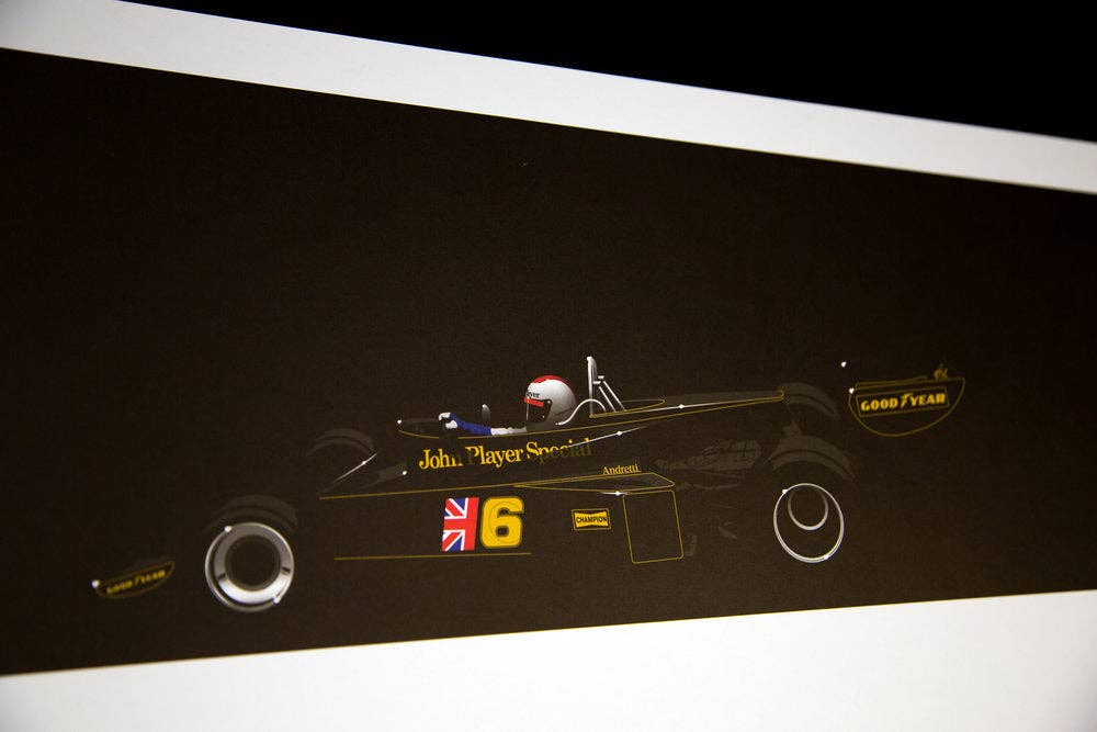 Ricardo Fine Car Artwork - Venta al por mayor Ilustración - Mario Andretti, Lotus 77, 19763