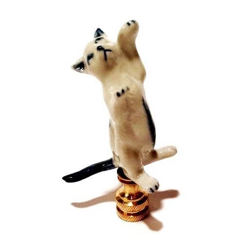 Finial, gatito gato saltando para venta al por mayor de Sea Island Imports, Inc.