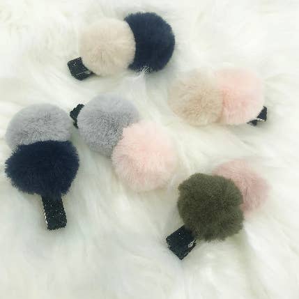 Pom pom Hairpins | Faux Fur Hair Clips | Fluffy Hair Clips for wholesale by littletwinkleco