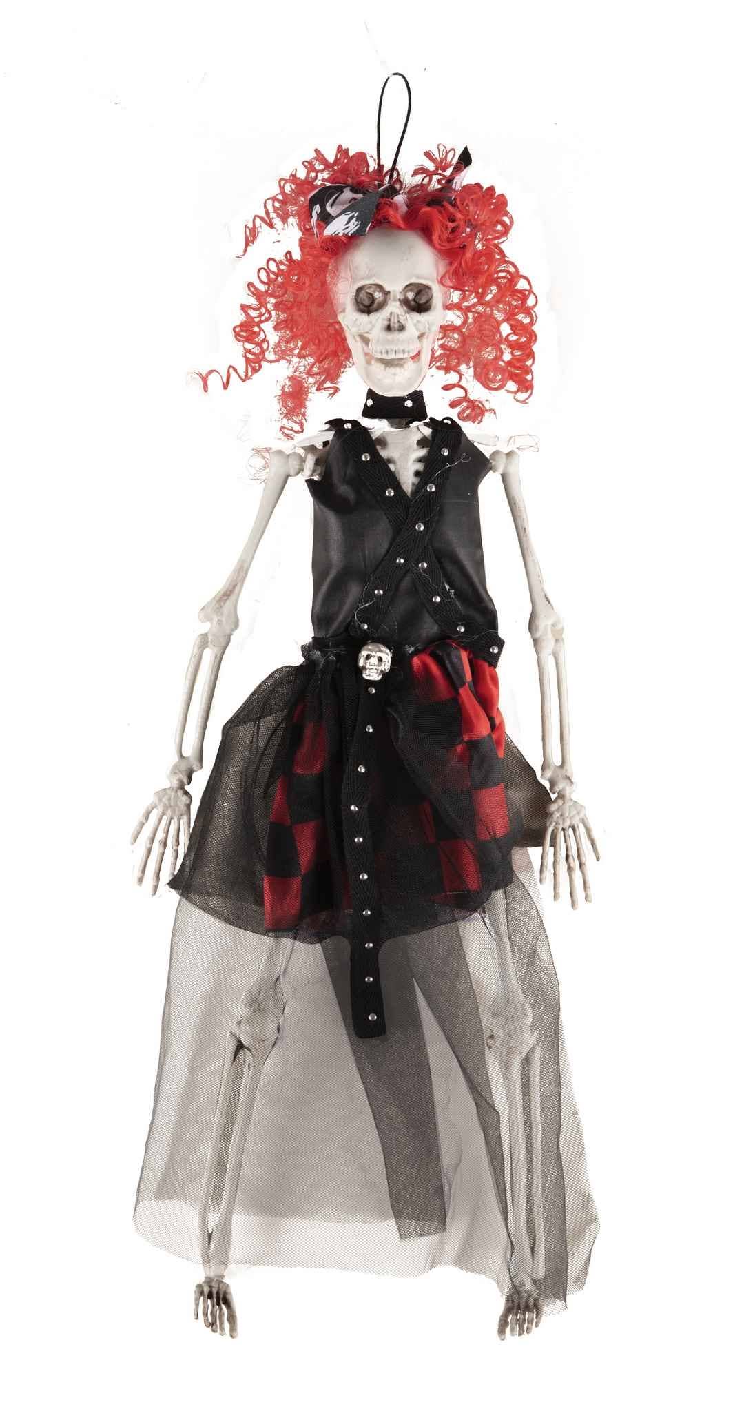 P'tit Clown - Vendita all'ingrosso Decalcomanie - Decorazioni per feste - Scheletro Punk Donna - Rosso - 40cm0