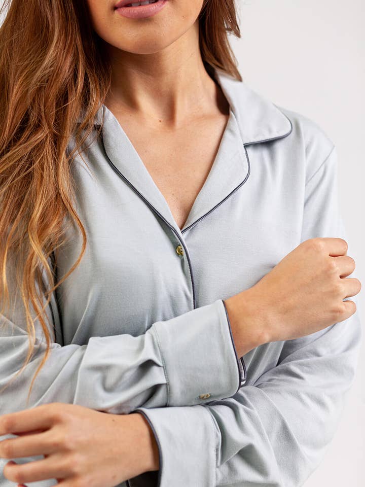 Chemise à manches longues en Viscose Menthe pour la vente par Mira Sleepwear