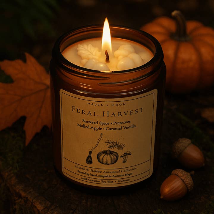 Feral Harvest Fall Coconut Soy Candle ~ 8 oz for wholesale by MAVEN + MOON