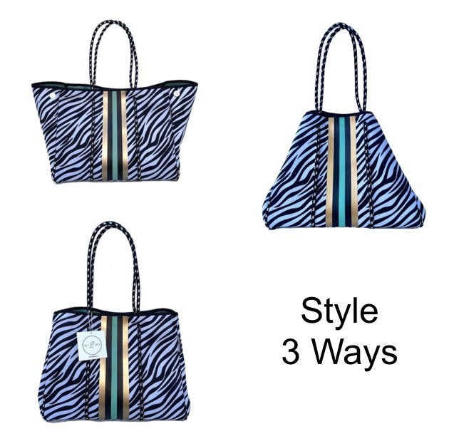 Lolly Luella - Wholesale Tote Bag - Women's - On the Go - Black/White Snake Neoprene Tote Bag5