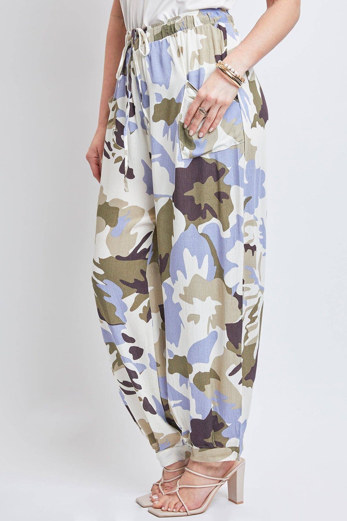 YMI - Wholesale Pants - Women's - Drawstring Wide Jogger Pant With Pleated Hem-WF1209CG12