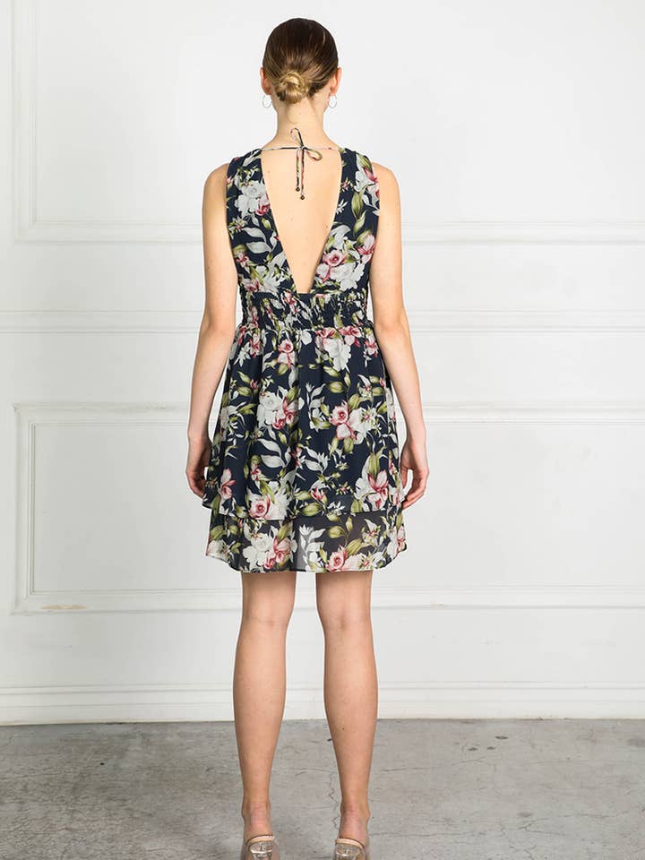 Obter vestido curto floral de tinta por atacado de SHILLATHELABEL