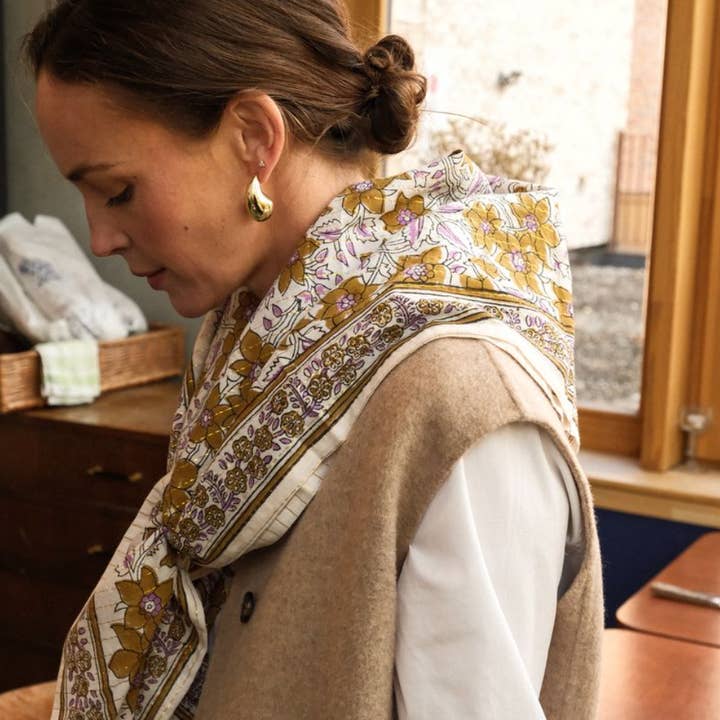 SO FAMILY - Wholesale Head Scarf - Women's - Camel Lurex Adult Scarf 100 cm