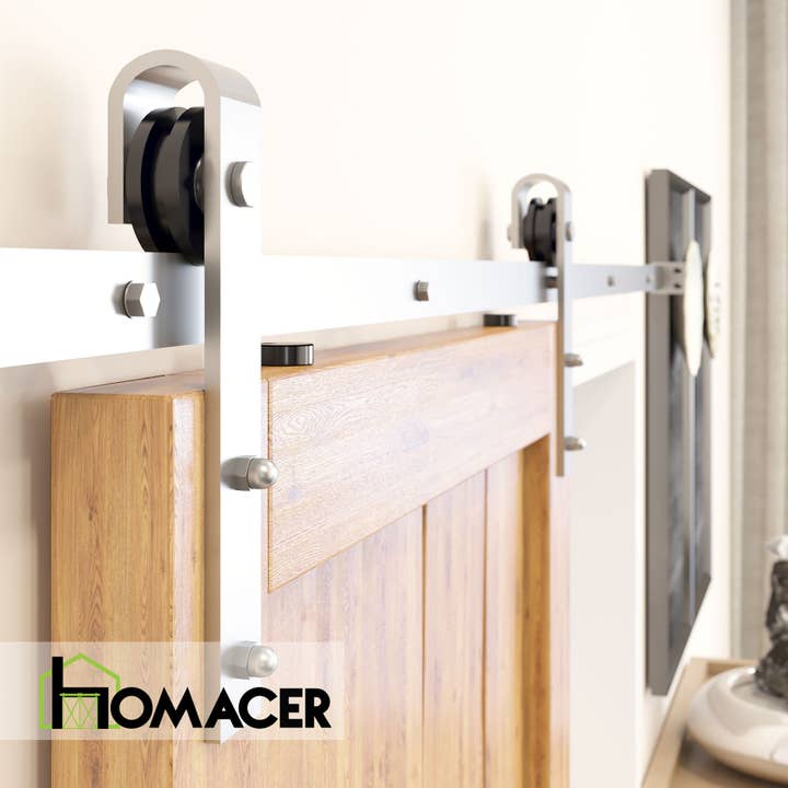 Homacer INC – wholesale Knopp/Handtag – Skjutdörrssats i borstad nickel för ladugårdsdörrar, ej bypass5
