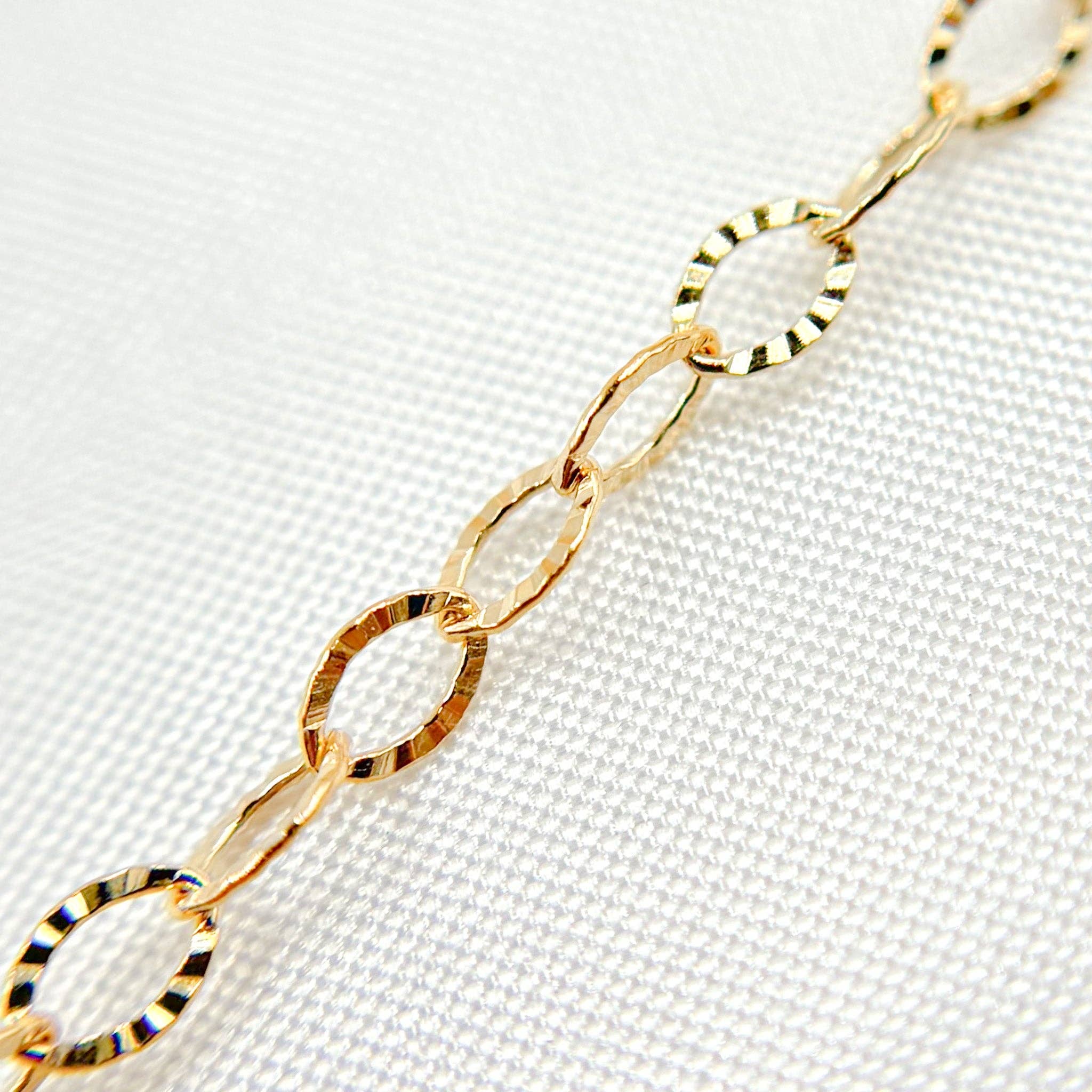 Jewels & Chains - Wholesale Link & Chain Necklace - 1128GF. 14K Gold Filled Hammered Oval Chain Link1