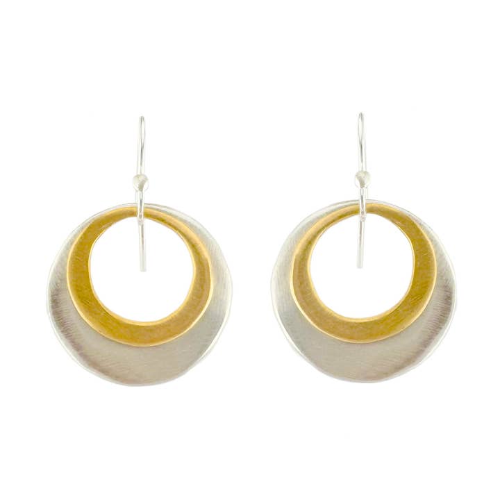 Double Small & Medium Circle Earrings Silver, Vermeil, Mixed for wholesale by Philippa Roberts