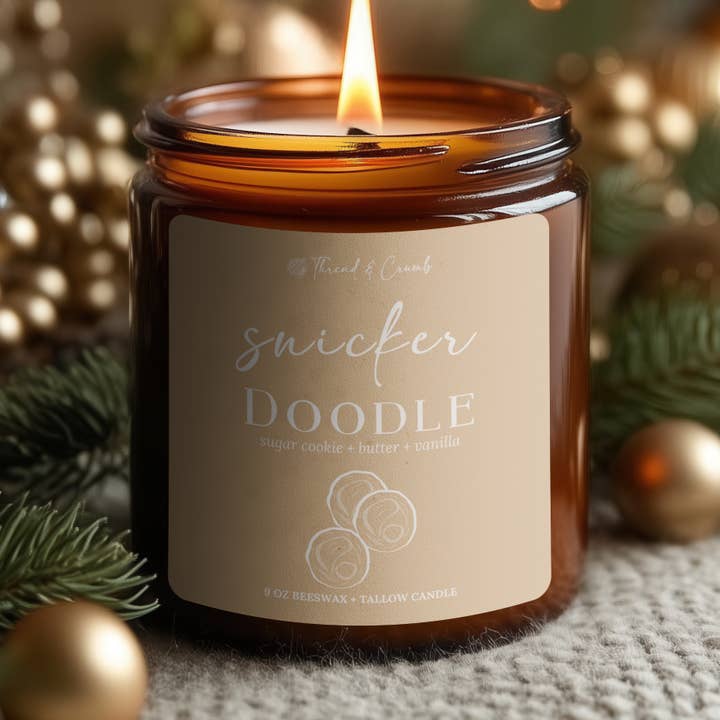 Candela di cera d'api + sego "Snickerdoodle" | Candela festiva per la vendita all'ingrosso da parte di Thread & Crumb
