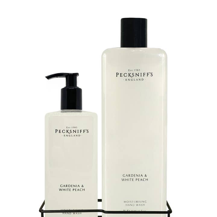 Prestige Beauty Boutique – Sabonete para as mãos por atacado – Pecksniffs Classic Gardenia e Pêssego Branco Hidratante para as Mãos 500ml/16,9 Fl oz e Recarga Lavar as Mãos 1L/1000ml, 33.8 Oz0