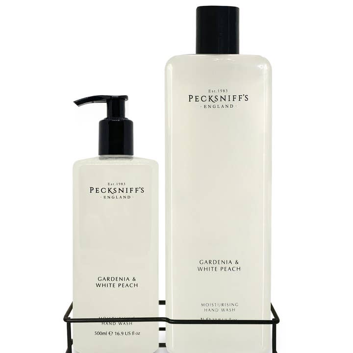 Prestige Beauty Boutique - Wholesale Hand Soap/Wash - Pecksniffs Classic Gardenia and White Peach Moisturizing Hand Wash 500ml/16.9 Fl oz and Hand Wash Refill 1L/1000ml,33.8 Oz